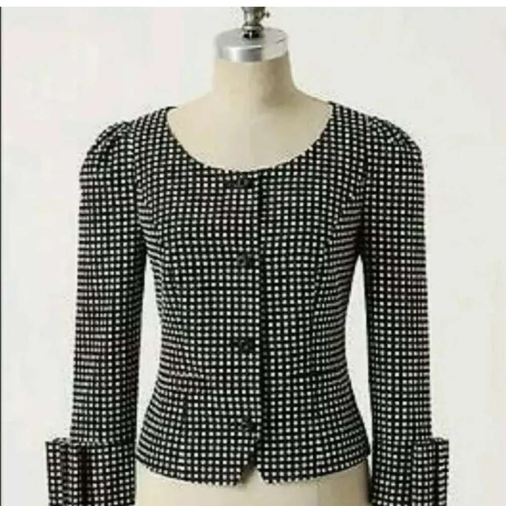 Taikonhu anthropologie polka dot crop blazer black